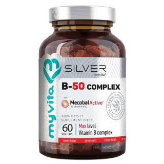 Witamina B-50 B-Complex MAX SILVER PURE, Myvita, 60 kapsułek