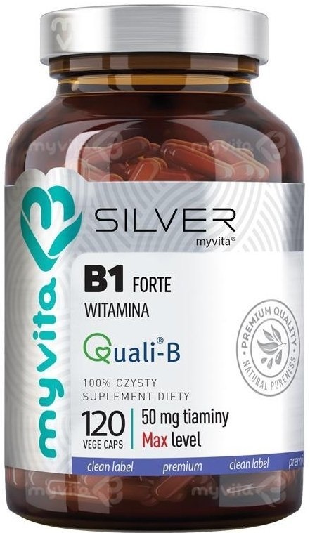 Witamina B1 Forte (50 mg Tiaminy) SILVER PURE 100%, Myvita, 120 kapsułek