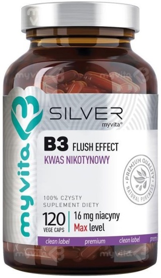 Witamina B3 16 mg (Kwas) SILVER PURE, Myvita, 120 kapsułek