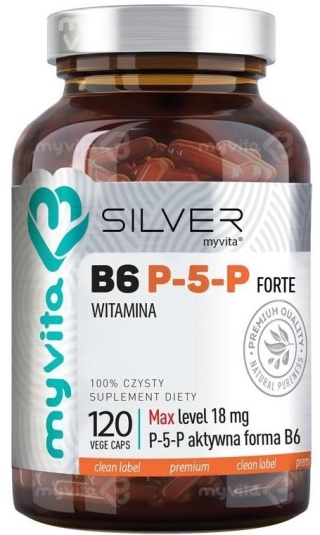 Witamina B6 P-5-P FORTE SILVER PURE 100%, Myvita, 120 kapsułek