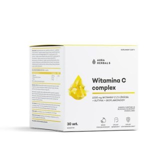 Witamina C Complex 1000 mg, z 5 źródeł + rutyna + bioflawonoidy, Aura Herbals, 30 saszetek