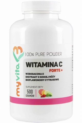 Witamina C FORTE Plus Witamina C+ Ekstrakt z Dzikiej Róży, Myvita, 500g
