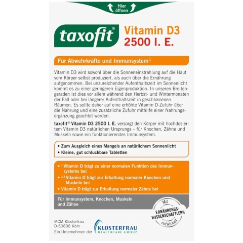 Witamina D3 2500 IU, Taxofit, 50 Tabletek