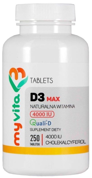 Witamina D3 Forte z Lanoliny 4000IU, Tabletki, MyVita, 250 tabletek