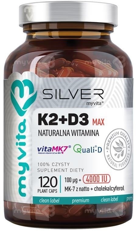 Witamina K2+D3 MAX 4000iu MyVita SILVER PURE, 120 kapsułek