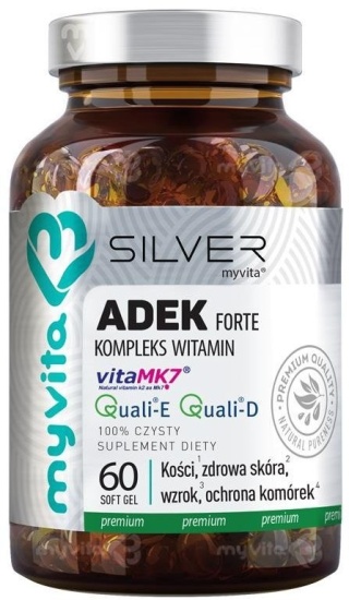 Witaminy ADEK FORTE, SILVER PURE 100%, Myvita, 60 kapsułek