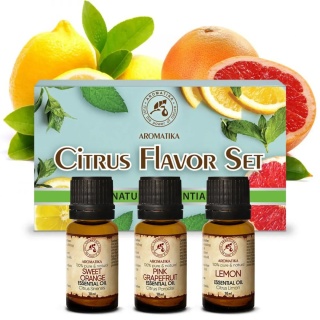 Zestaw Naturalnych Olejków Eterycznych Cytrusowy, Aromatika, 3 × 10 ml