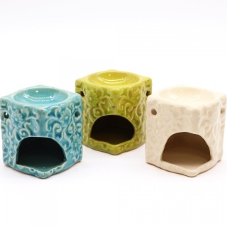 Kwadratowy Kominek Zapachowy Ceramiczny Beżowy
