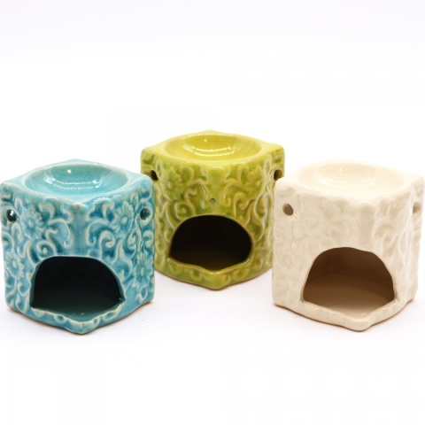 Kwadratowy Kominek Zapachowy Ceramiczny Beżowy