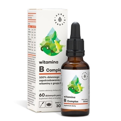 Witamina B Complex, Krople, Aura Herbals, 30ml
