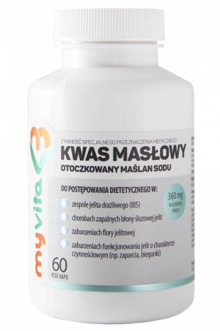 Kwas Masłowy (Maślan Sodu) 360 mg, MyVita, 60 kapsułek