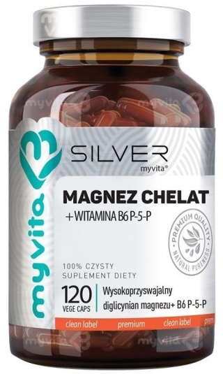 Magnez Chelat + B6 P-5-P, MyVita SILVER PURE, 60 kapsułek