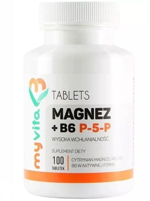 Magnez + Witamina B6 P-5-P, MyVita, 100 tabletek