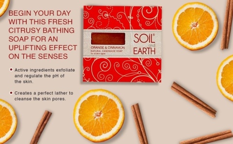 Pomarańcza z Cynamonem Naturalne Mydło, Soil & Earth, 125g