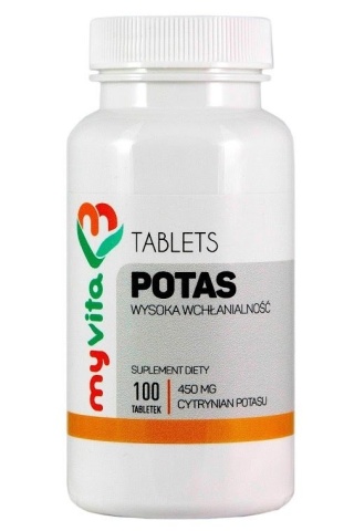 Potas (Cytrynian Potasu), MyVita, 100 tabletek