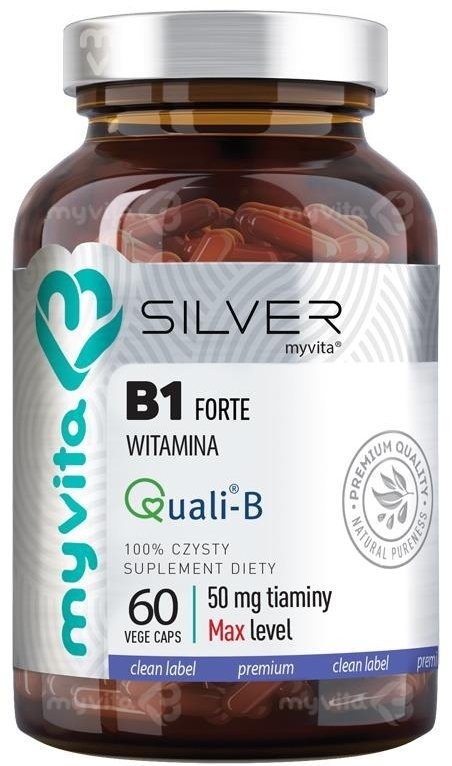 Witamina B1 Forte (50 mg Tiaminy) SILVER PURE 100%, Myvita, 60 kapsułek