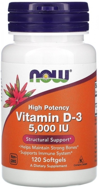 Witamina D3 5000 IU, Now Foods, 120 kapsułek