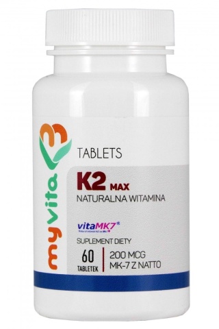 Witamina K2 MK-7 MAX 200mcg Menachinon-7 natto, Myvita, 60 tabletek