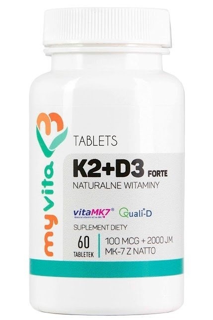 Witamina K2 MK7 100mcg + D3 2000IU, MyVita, 60 tabletek