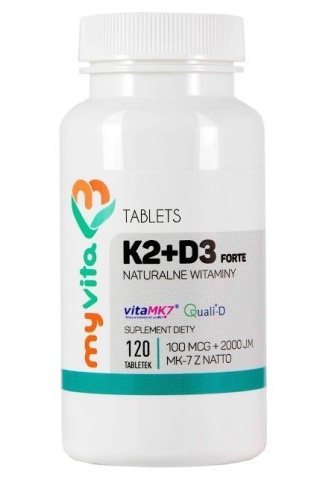 Witamina K2 MK7 100mcg + D3 2000IU, MyVita, 60 tabletek