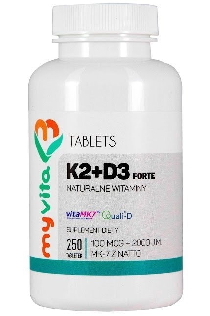 Witamina K2 MK7 100mcg + D3 2000IU, MyVita, 60 tabletek