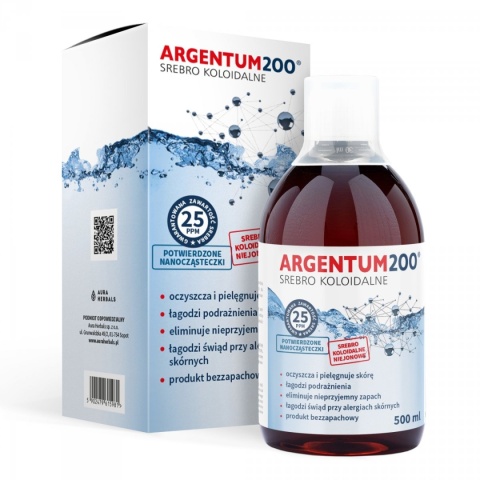 Argentum200 Srebro Koloidalne (25 ppm) Tonik, 500ml