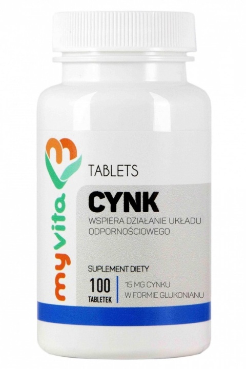 Cynk (Glukonian Cynku) 15 mg, MyVita, 100 tabletek