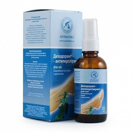 Dezodorant Antyperspirant do Stóp Odświeżający z Mentolem, Aromatika, 50 ml (Data 02-2026)