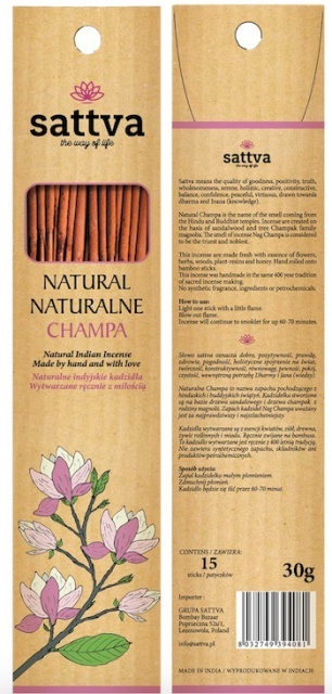 Kadzidełka Naturalne Sattva Incense Champa, 30g