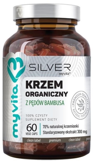 Krzem Organiczny z Pędów Bambusa SILVER PURE, Myvita, 60 kapsułek