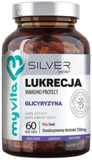 Lukrecja (Glicyryzyna) SILVER PURE 100%, Myvita, 60 kapsułek