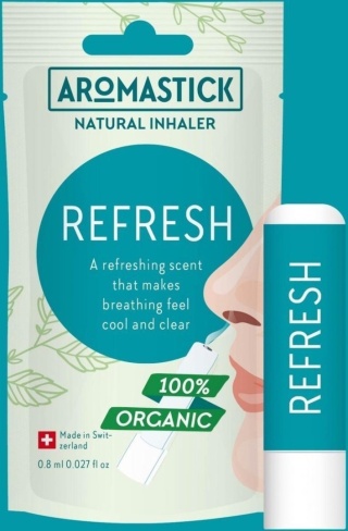 Naturalny Inhalator do Nosa, Refresh, Pomoc Drogom Oddechowym, Aromastick