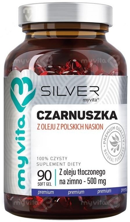 Olej z Czarnuszki 500mg SILVER PURE 100%, Myvita, 90 kapsułek