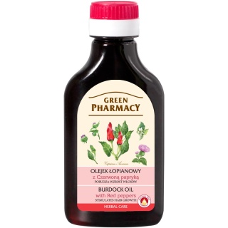 Olejek łopianowy z czerwoną papryką na wzrost włosów, Green Pharmacy