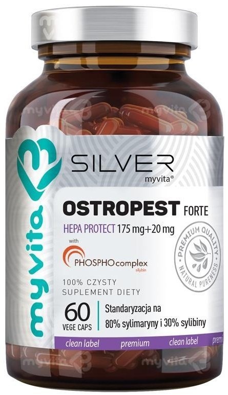 Ostropest FORTE, Standaryzowany Ekstrakt, SILVER PURE, Myvita, 60 kapsułek