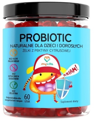 Probiotyk - Naturalne Żelki dla Dzieci i Dorosłych, Myvita, 60 sztuk