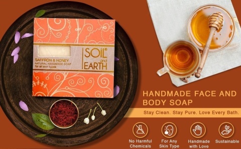 Szafran i Miód Naturalne Mydło, Soil & Earth, 100g