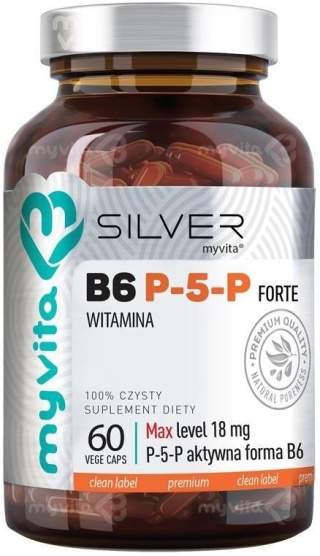 Witamina B6 P-5-P FORTE SILVER PURE 100%, Myvita, 60 kapsułek