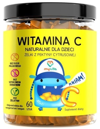 Witamina C Naturalne Żelki dla Dzieci, Myvita, 60 sztuk