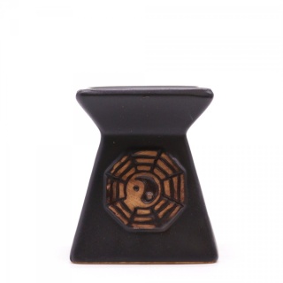 Kwadratowy Kominek Ceramiczny Yin Yang Czarny