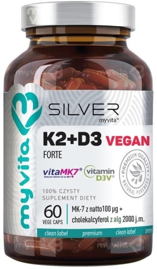 Witamina K2+D3 VEGAN, MyVita SILVER PURE, 60 kapsułek