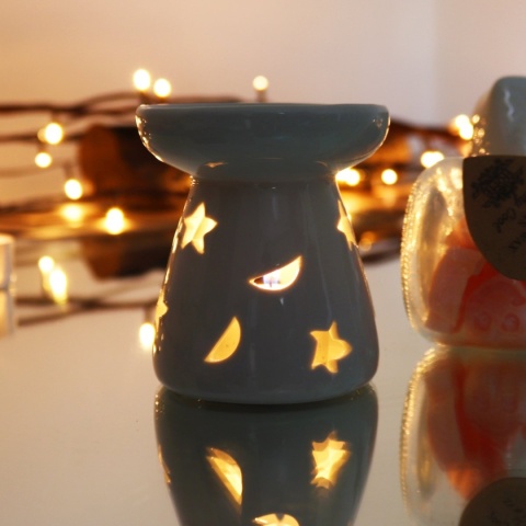 Księżyc i Gwiazdy Biały Kominek Zapachowy Ceramiczny