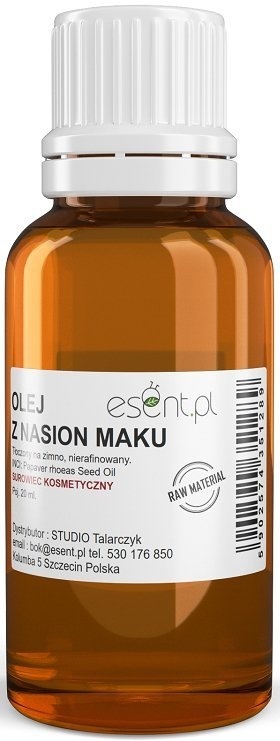 Olej z Nasion Maku, Tłoczony na Zimno, Nierafinowany, Esent, 20ml