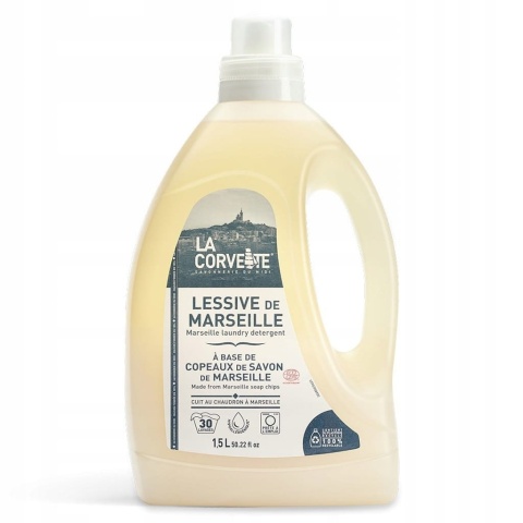Płyn do prania na bazie płatków mydła marsylskiego, ECOCERT, La Corvette, 1500ml