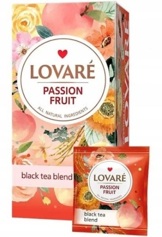 Mieszanka herbata z dodatkami „Passion Fruit" Lovare, 24 torebki