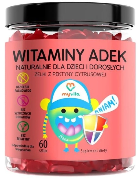 Naturalne Żelki Witamina ADEK (Dzieci&Dorośli), Myvita, 60 sztuk
