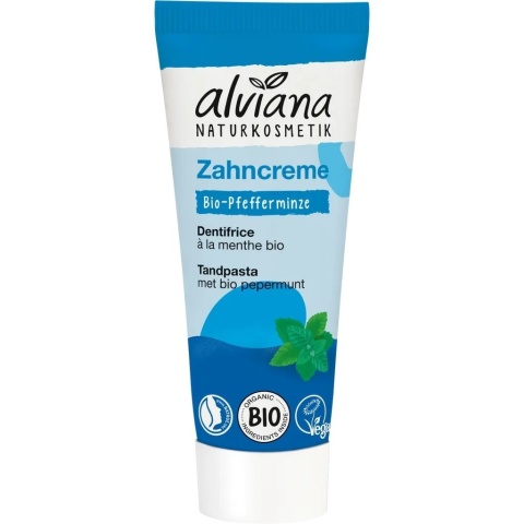 Odświeżająca pasta do zębów z organiczną miętą i fluorem, ALVIANA