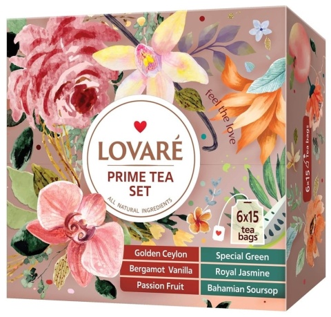 Zestaw herbat PRIME Tea Set, Lovare (6 smaków po 15 torebek)