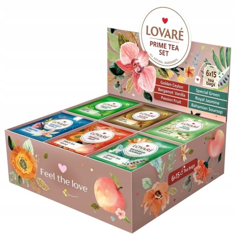Zestaw herbat PRIME Tea Set, Lovare (6 smaków po 15 torebek)