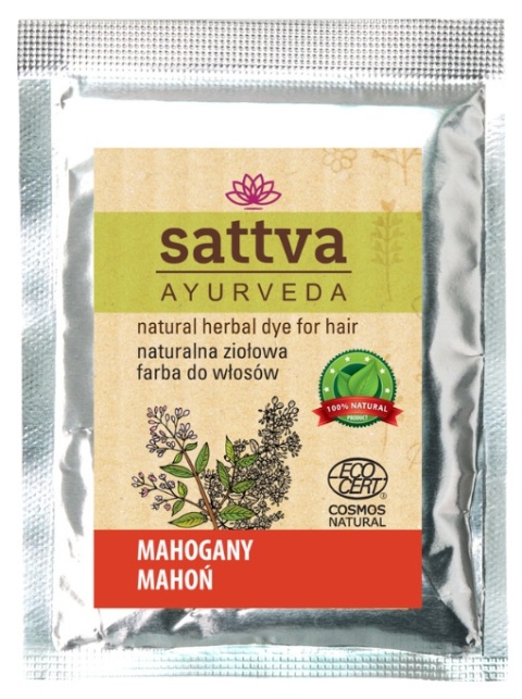 Henna Mahogany, Naturalna Farba do Włosów, Sattva, 10g